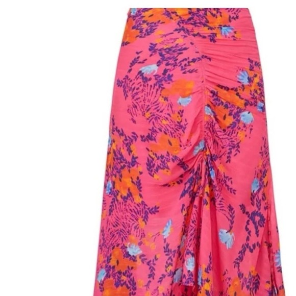 TANYA TAYLOR Virginia Ruched Silk Off the Shoulder Dress Midi‎ - Picture 12 of 12